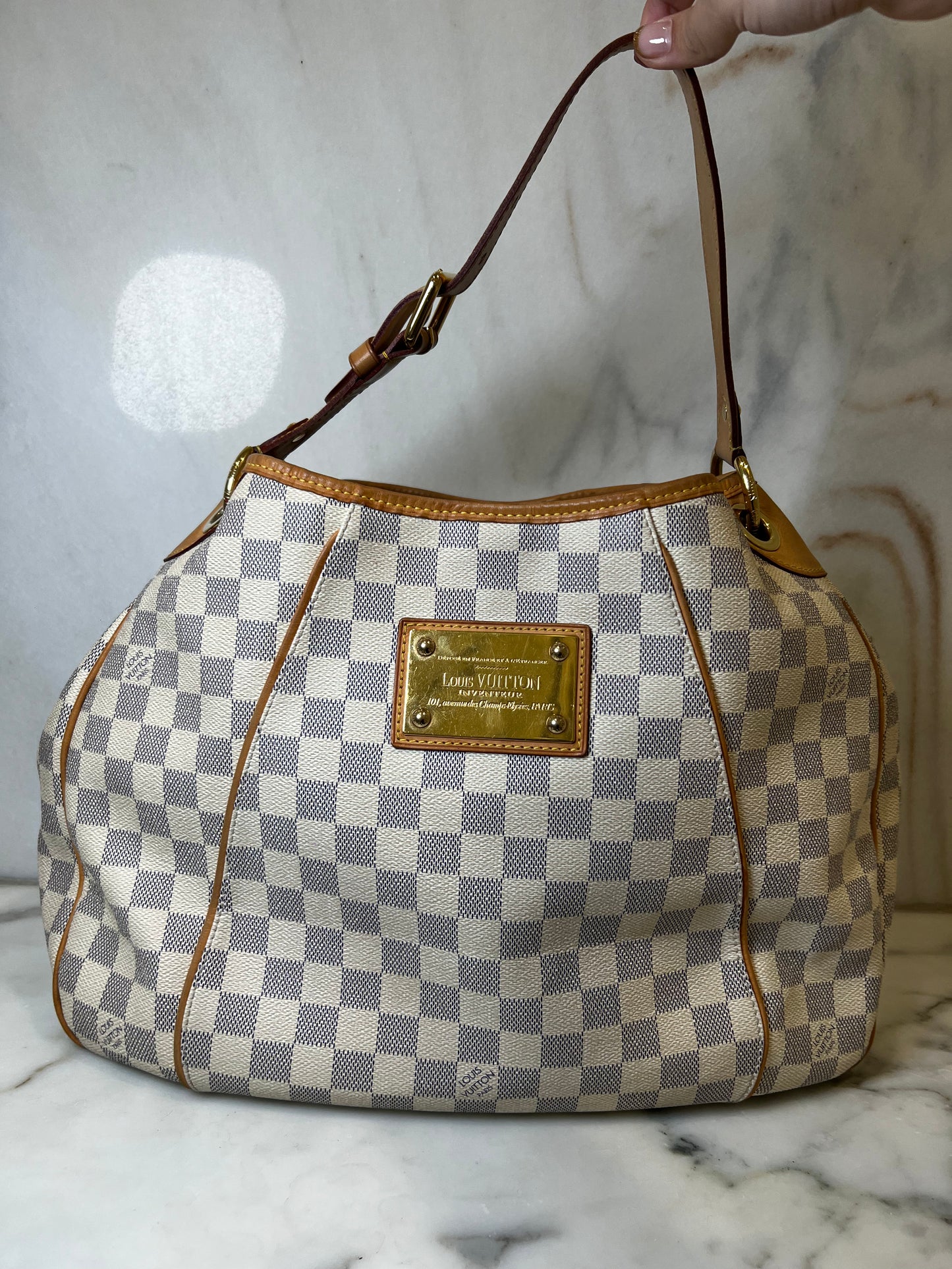Louis Vuitton Galliera PM Bag in Damier Azur Canvas