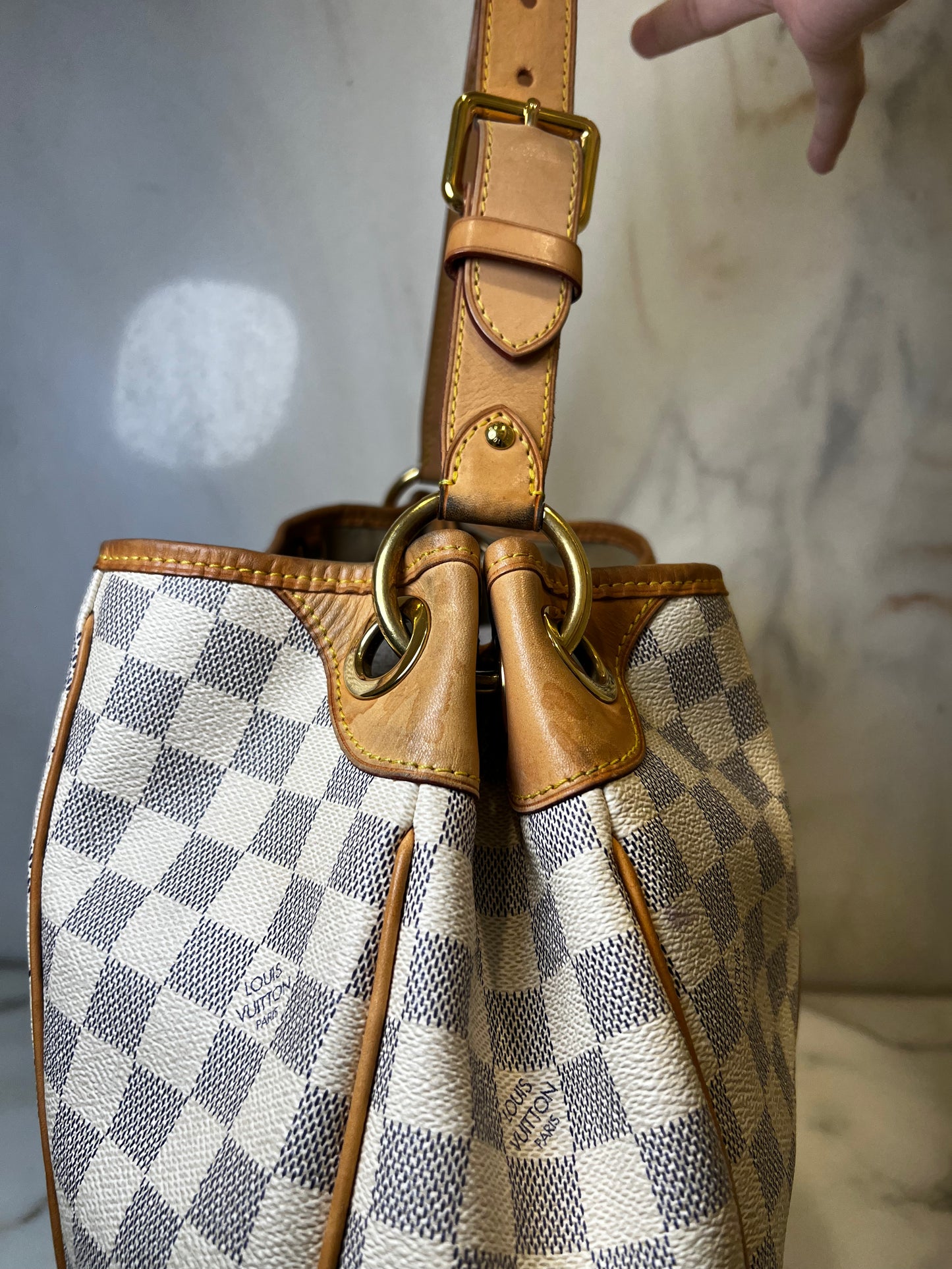 Louis Vuitton Galliera PM Bag in Damier Azur Canvas