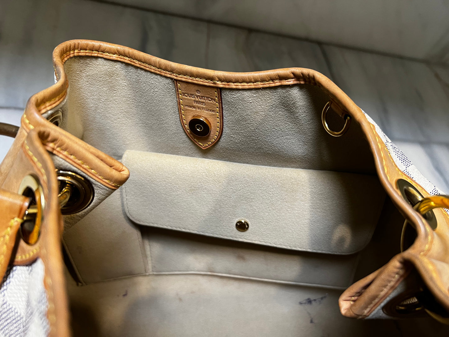Louis Vuitton Galliera PM Bag in Damier Azur Canvas